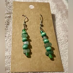 Elegant Green Beaded Earrings